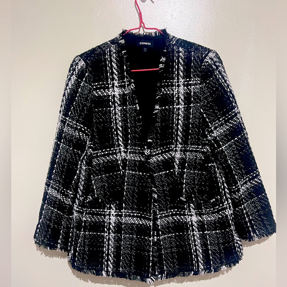 Express plaid boucle blazer